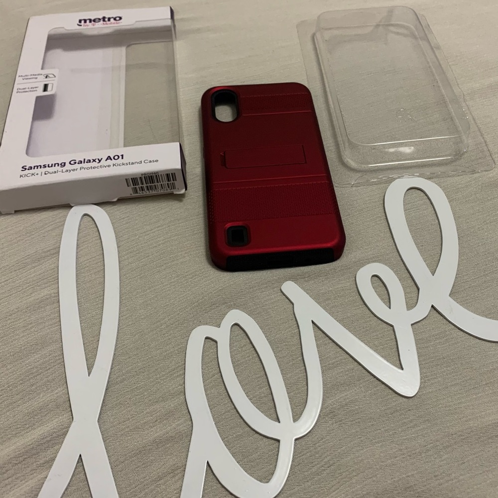 Samsung Galaxy A01 KICK+| Dual-Layer Protective Kickstand Case Metro by T-Mobile